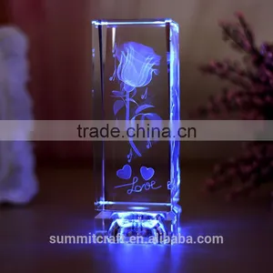 3d Laser Crystal Engraving Rose Valentine Gift thumbnail-1