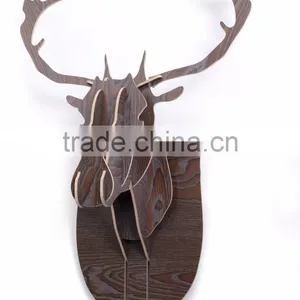 Indoor Wall Mounted Wooden Deer Head Decoration thumbnail-1