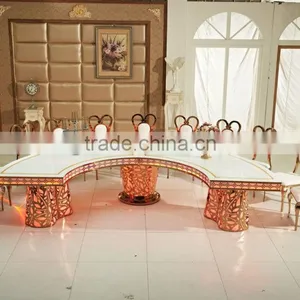 2017 Wedding Event Furnture Half Round With Led Stainless Steel Wedding Dining Table thumbnail-2