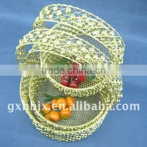 Round Gold Wire Decorative With Pearl Bussiness Gifts Basket thumbnail-1