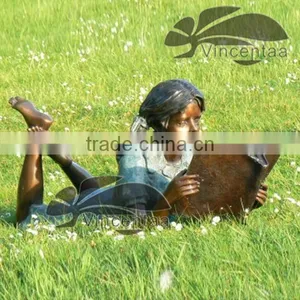 High Quality Bronze Girl Reading Statue With Customized Service VSG-028 thumbnail-1