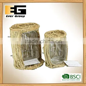 Handmade Natural Rattan Tray With Plastic Linning for Garden Planter thumbnail-6