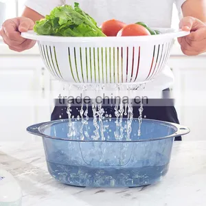 New Design Plastic Double Layer Fruit Vegetable Colander Strainer thumbnail-2