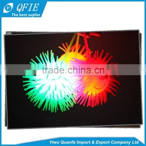 High Quality Colorful Cute 2 Inches Hedgehog TPR Squishy Flashing Puffer Ball With Eyes thumbnail-6