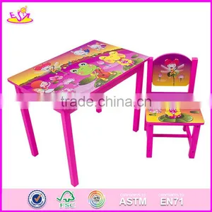 2017 New Design Home / School / Pink Wooden Girls Table and Chairs W08G197 thumbnail-4