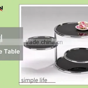 Metal Lags With Square Wood Coffee Table Nesting Wooden Top Side Table thumbnail-4