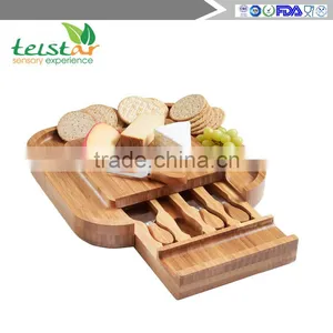 Manufacturers Selling 100% Organic Bamboo Cheese Board and Four Slices of Knife thumbnail-1
