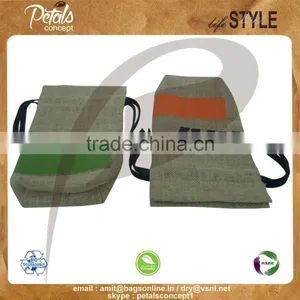Drawstring Bag With Pu Label & Screen Print Logo With PU Pull String Closure - Ideal for Branding of Wine thumbnail-4