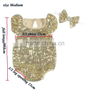 100%organic Cotton Wholesale Baby Sequins Romper Short Sleeve Cotton Baby Rompers thumbnail-1
