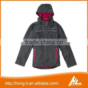 New Model High Quality Fashion Coat Polyester Waterproof Black Hood Jacket for Girls thumbnail-5