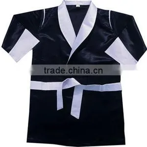Boxing Robe Black Satin 3/4 Length thumbnail-1