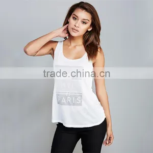 Fashion Lady Tops Simple Style White Stringer Vest Gym thumbnail-1