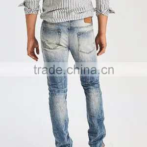 Wholesale Latest Design Straight Slim Fit Urban Star Damaged Ripped Washed Jeans for Men Jeans Pants Holesale Direct Factory thumbnail-4
