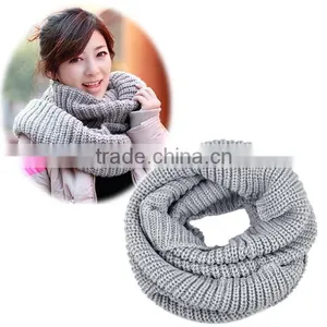 Winter Lady Warmer Knitting Loop Hood Neck Circle Cowl Wool Scarf 8016 thumbnail-5