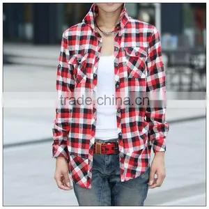 New Arrival Style High Quality Men Long Sleeves 100% Cotton T-shirt Flannel Shirts Wholesale Custom Plaid Shirt thumbnail-3