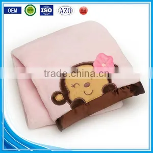 Trade Assurance Applique Velour Throw Custom Baby Swaddle Knitted Soft Cotton Blanket thumbnail-1