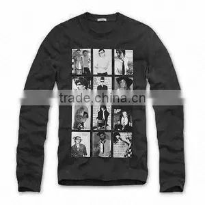 Fashionable Men's T-shirt With Long Sleeve Round Neck, Silkscreen Printing and Eco-friendly thumbnail-1