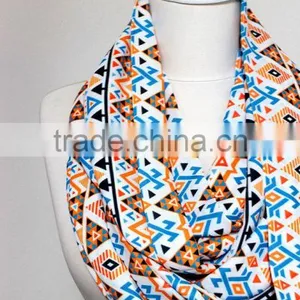 Inca Maya Aztec Indian Tribal Pattern Infinity Scarf, Ikat Circle Scarf, Scarves, Spring - Fall - Winter - Summer Fashion thumbnail-4