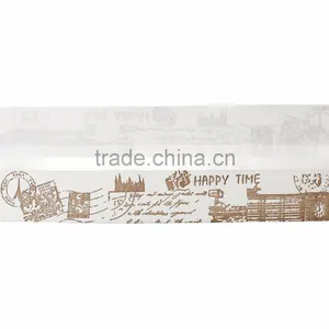 Handmade DIY Craft Off-white & Light Brown Stamps Big Ben Pattern Cotton Fabric Sewing Ribbon Labels thumbnail-1