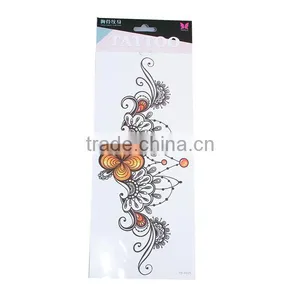 Paper Removable Waterproof Temporary Sternum Tattoo Sticker Body Art Yellow Flower Pattern Temporary Tattoos Printing thumbnail-1