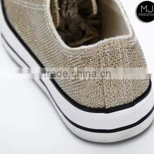 In Stock Gold Canvas Shoe Woman thumbnail-3