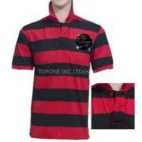 Black Red Stripe Mens Polo Shirt thumbnail-1
