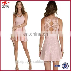 Wholesale Women Clothing Pink and Gold Skater Dress for Girls thumbnail-1