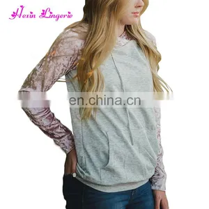 NO MOQ Gray Long Sleeves Velvet New Design Oversized Hoddie Sweatshirt thumbnail-4