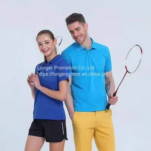 White Color Wholesale Men's Polo Shirts Logo Printed Promotion Uniforms thumbnail-2