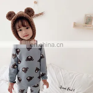 4142/2020 Newest Winter Fashion Fleece-lined Kids Pajamas Sets Causal Cute Warm Toddler Girl Sets thumbnail-3