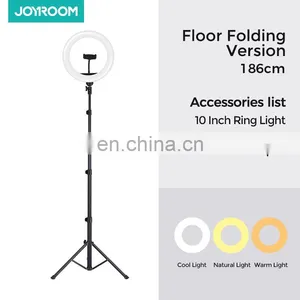 JOYROOM Video Live Streaming 8 10 12 Inch Cell Mobile Phone Holder Selfie Stick Tripod Led Circle Tiktok Ring Light Stand thumbnail-4