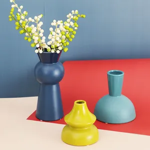 Small Pink Yellow Blue Nordic Style Morandi Color Dining Table Vase Craft Art Decoration thumbnail-4