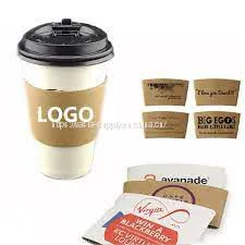Custom Logo Takeaway Paper Coffee Cup Sleeves for Sale Biodegradable Corrugated Cup Holder China thumbnail-1