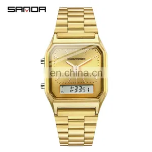 SANDA 747 High Quality Digital Analog Quartz Male And Female Watch Chronograph Stainless Steel Business Man Watches thumbnail-4