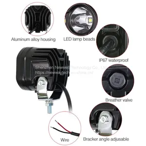 Others Car Work Light Accessories 4x4 Off Road Spot Light Pod 40W Amber LED Cubes 3 Inch Yellow Fog Lights For Truck UTV ATV thumbnail-2