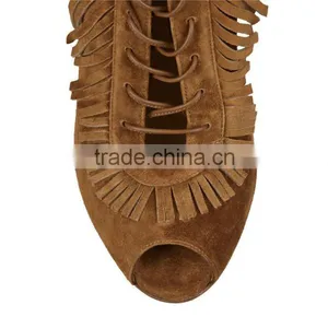 C89229A Europea Women Sexy High Heel Suede Shoes Bulk Wholesale Women Tassel Suede Shoes Fashion Boots thumbnail-3