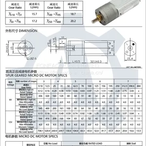 GM20-180 FF180 20 mm Small Spur Gearhead dc Electric Motor thumbnail-2