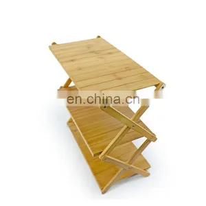 Bamboo Storage Shelf High Quality Collapsible Outdoor 3-layer Bamboo Bag Food Storage Holder & Racks thumbnail-2