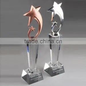 Metal Star Trophy With Crystal Stand High End Crystal Congratulation Trophy thumbnail-1
