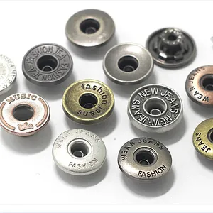 17mm Brass Open Hole Single Pin Jeans Button With Logo With Aluminum Nail thumbnail-5