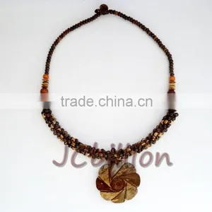 Coconut Shell Necklace Real Natural Carved Into Beads Wholesale!! thumbnail-1