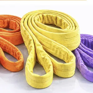 Flat Woven Lifting Sling 3m Length 50mm Width 8-Ply Webbing With Wear Sleeves thumbnail-4