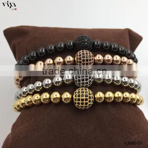Hot Sale Men Bracelet 18k Gold Satiness Steel Beads Bracelet Fashion Chinese Knot Bangle thumbnail-5