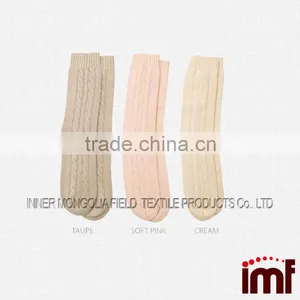 Cashmere Cable Knit Knee Socks Women thumbnail-1