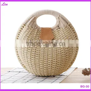 Fashion Girl's Beige Paper Straw Craft Bag thumbnail-1