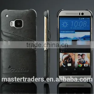 Original Fashion Wax Grain PU Leather Back Cover Case With Card Slot For HTC One M9 MT-3556 thumbnail-1