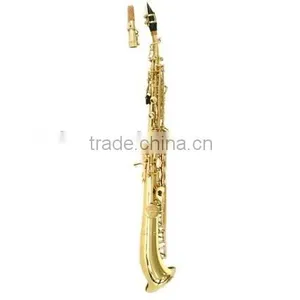 Curved Bell Soprano Saxophone, Gold Lacquer With Case. thumbnail-1