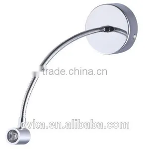 1W 3W LED Wall Lamp for Hotel Bedside Reading Lamp With Flexible Gooseneck 110V 220V On/off Switch thumbnail-6