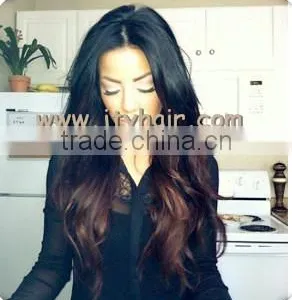Gorgeous! 22" #1b#4 Loose Wave Ombre Color, Virgin Brazilian Silk Top Aaaaa Human Hair Full Lace Wig thumbnail-1