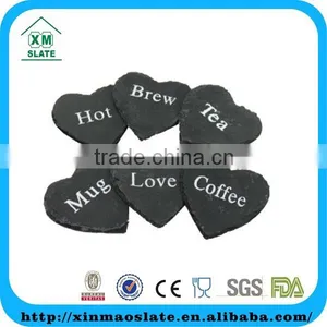 'factory Direct' 10x10cm Natural Edge Set of 4 Heart Shaped Slate Coasters Item BD-1010HD2A thumbnail-2